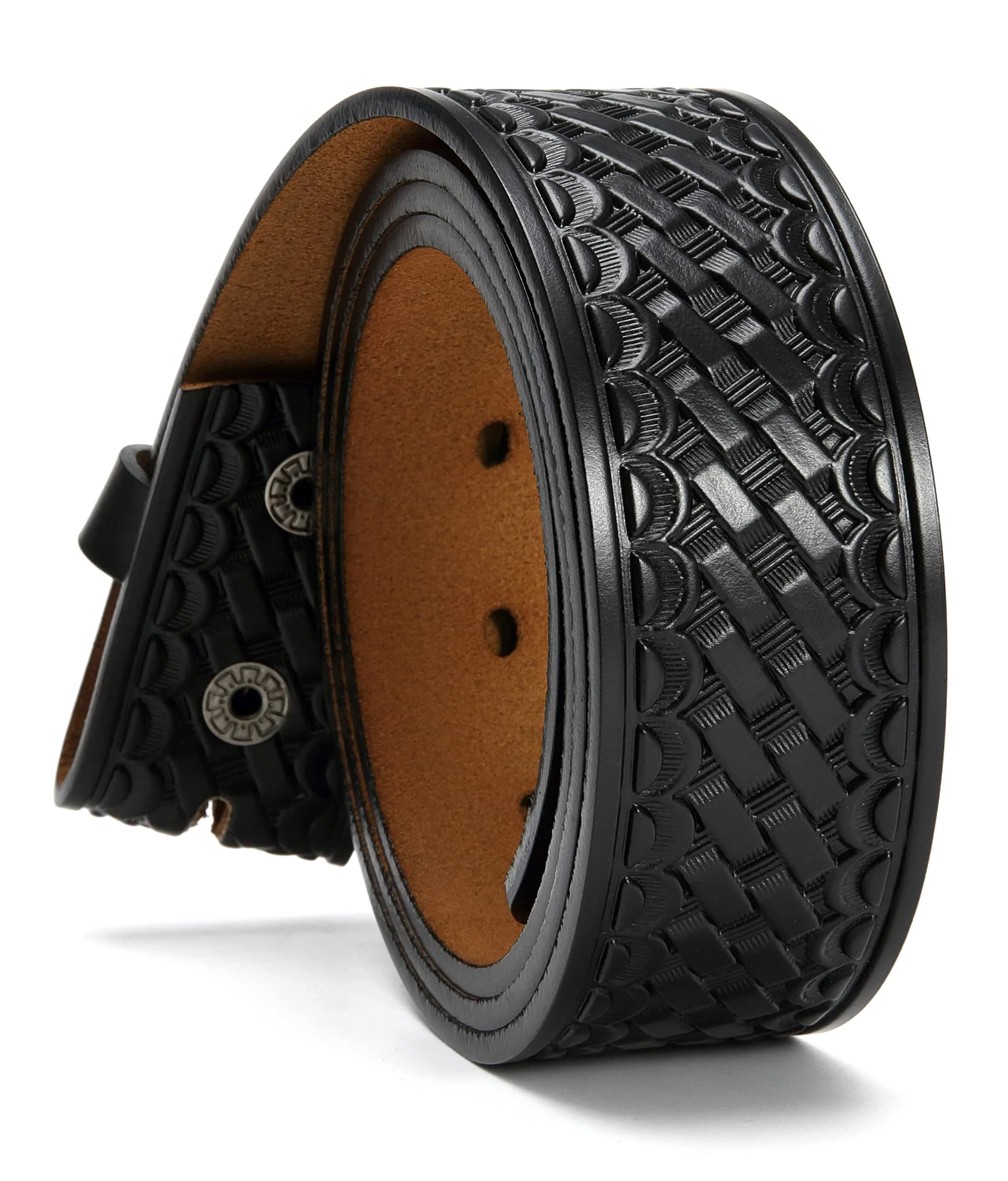 CHAOREN Western Belt for Men without Buckle 1.5" Full Grain Leather Strap | Premium Quality & Perfect Fit — Interwoven Black