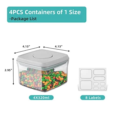 Ankou Airtight Food Storage Container Set - 4 Pack | Stackable BPA-Free Transparent Containers (0.32 QT each) thumbnail 2
