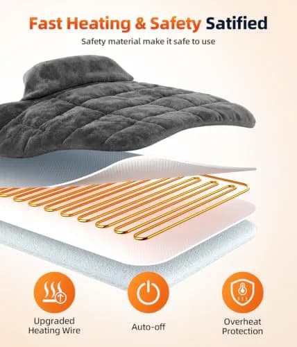 Comfytemp Weighted Heating Pad for Neck Shoulders Back 1.2 kg (2.6 lb) | 9 Heat Settings, 11 Auto-Off Timers, Machine Washable thumbnail 9