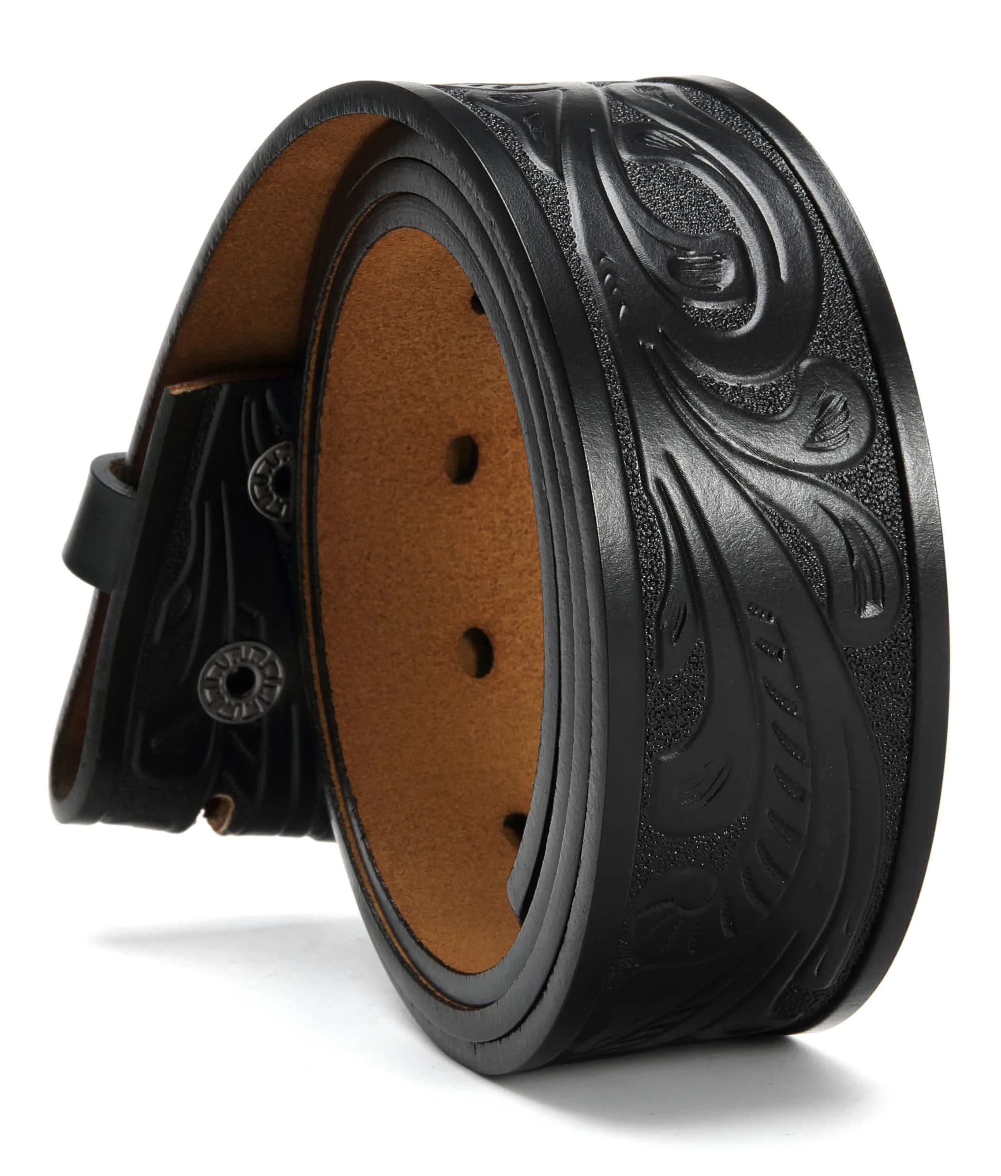 CHAOREN Western Belt Strap 1.5" (3.8 cm) Full Grain Leather | Floral Black — Floral Black