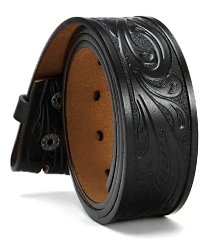CHAOREN Western Belt Strap 1.5" (3.8 cm) Full Grain Leather | Floral Black thumbnail 1