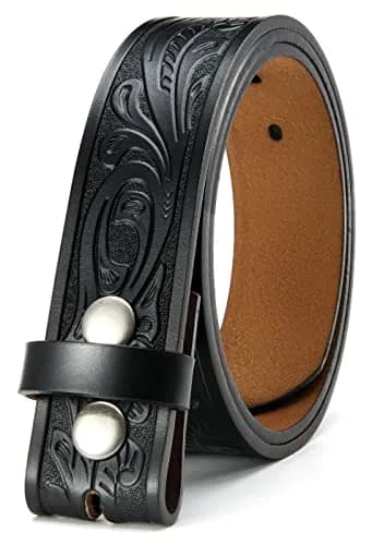 CHAOREN Western Belt Strap 1.5" (3.8 cm) Full Grain Leather | Floral Black thumbnail 4