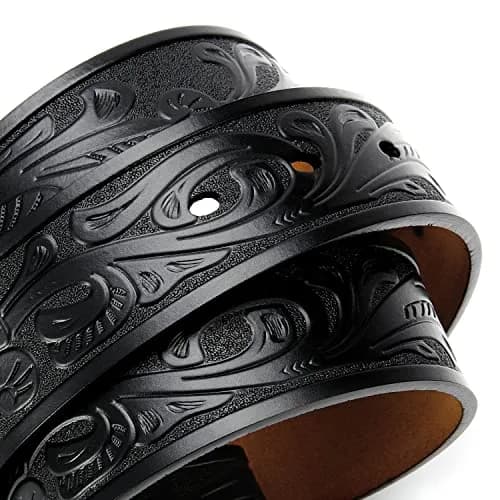 CHAOREN Western Belt Strap 1.5" (3.8 cm) Full Grain Leather | Floral Black thumbnail 5