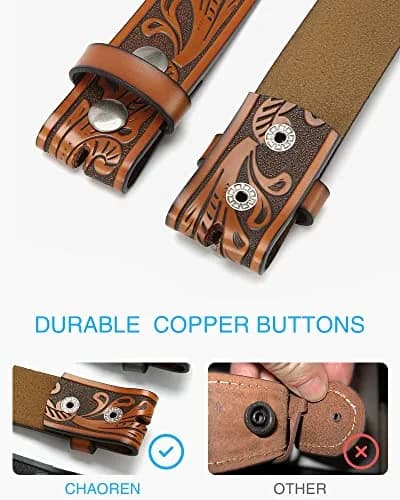 CHAOREN Western Belt Strap 1.5" (3.8 cm) Full Grain Leather | Floral Black thumbnail 2