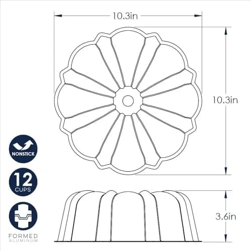 Nordic Ware Formed Treat Bundt Pan 12 Cup 2.84 L (12 Cup) Silver | Bakes Picture-Perfect Cakes With Ease thumbnail 4