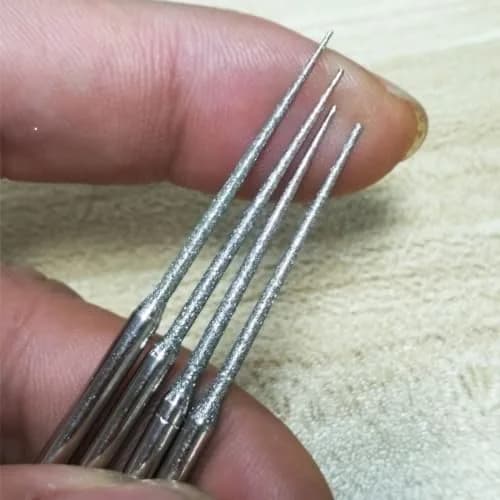 Luo ke 10pcs 3mm Shank Diamond Grinding Head Burr Punch Needle Drilling Bits Small Cone 1mm | Rotary Tool Accessories thumbnail 3