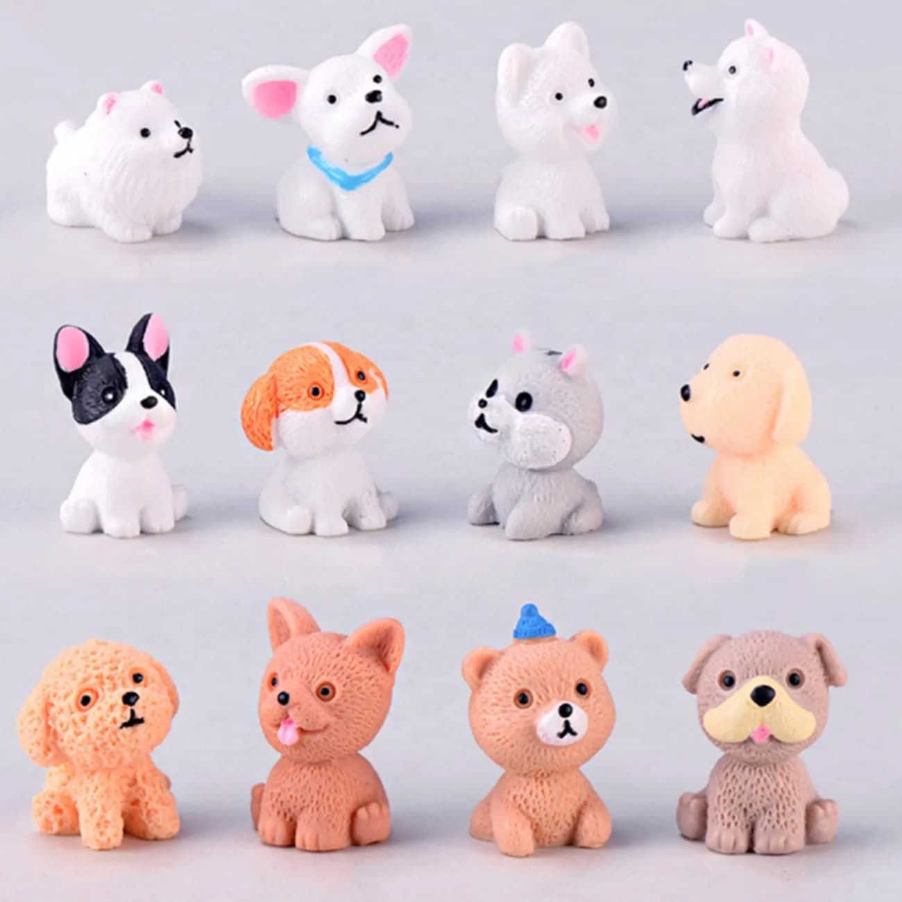 LONCESS 12 Pcs Realistic Dog Miniature Figurines | Resin Dog Ornaments for Fairy Gardens, Terrariums, and Crafts - main product image