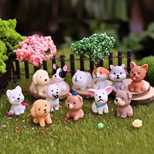 LONCESS 12 Pcs Realistic Dog Miniature Figurines | Resin Dog Ornaments for Fairy Gardens, Terrariums, and Crafts thumbnail 9