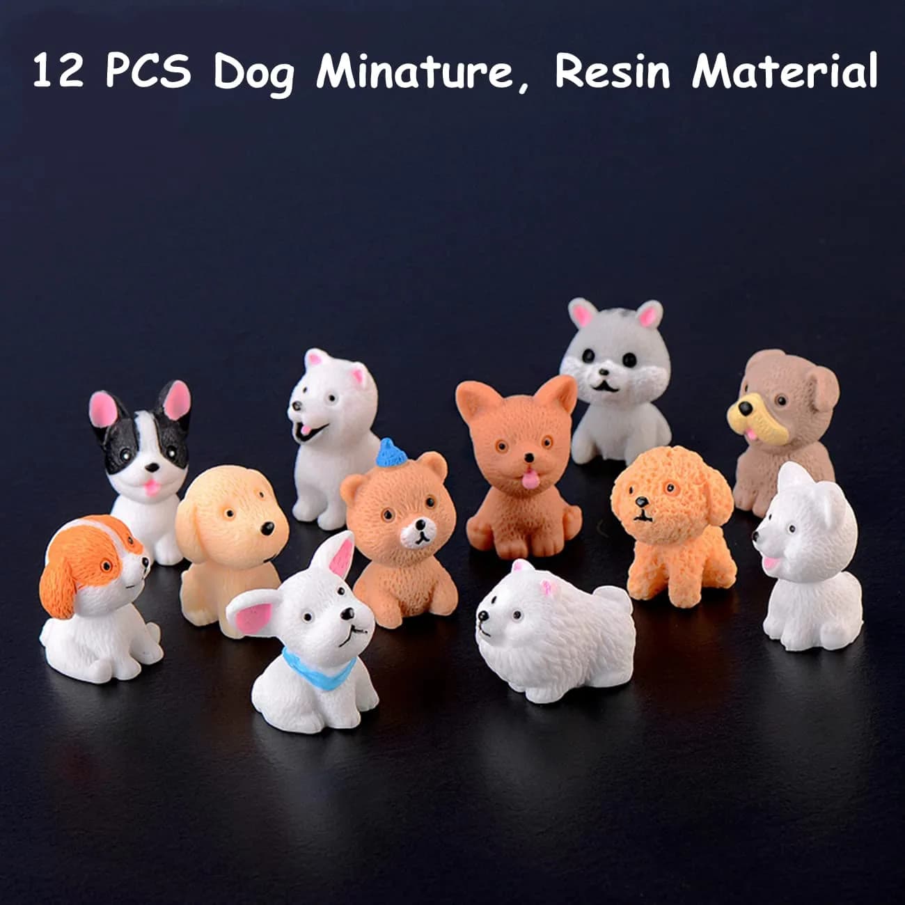 LONCESS 12 Pcs Realistic Dog Miniature Figurines | Resin Dog Ornaments for Fairy Gardens, Terrariums, and Crafts - view 2
