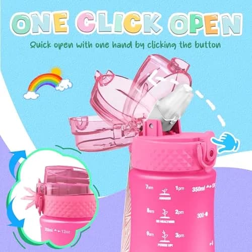 OLDLEY Kids Water Bottle for School, 355ml (12 oz) with Straw & Chug Lids | Leak-Proof Tritan Plastic thumbnail 5