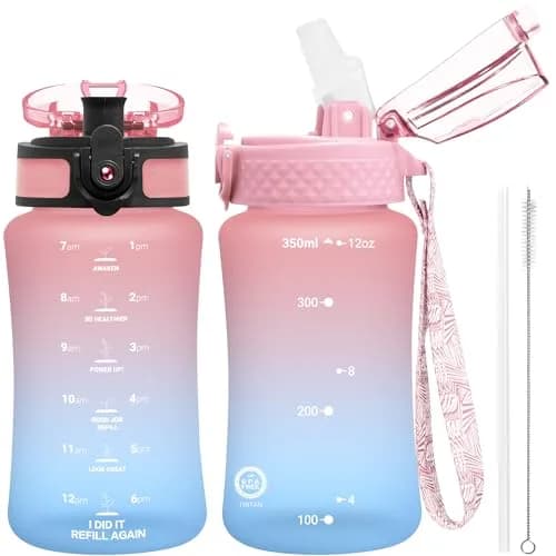 OLDLEY Kids Water Bottle 355ml (12 oz) | BPA-Free Reusable Tritan Plastic with Straw & Chug Lids thumbnail 1
