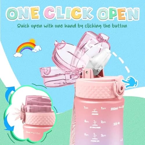 OLDLEY Kids Water Bottle 355ml (12 oz) | BPA-Free Reusable Tritan Plastic with Straw & Chug Lids thumbnail 8