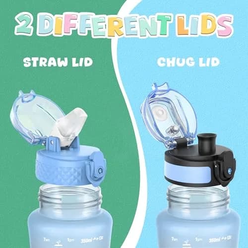 OLDLEY Kids Water Bottle for School, 355ml (12 oz) with Straw & Chug Lids, BPA-Free Tritan Plastic, Leak-proof, Dreamland thumbnail 4