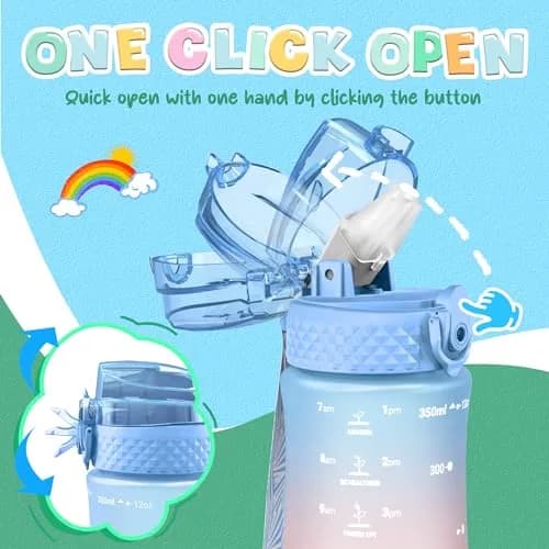 OLDLEY Kids Water Bottle for School, 355ml (12 oz) with Straw & Chug Lids, BPA-Free Tritan Plastic, Leak-proof, Dreamland thumbnail 5