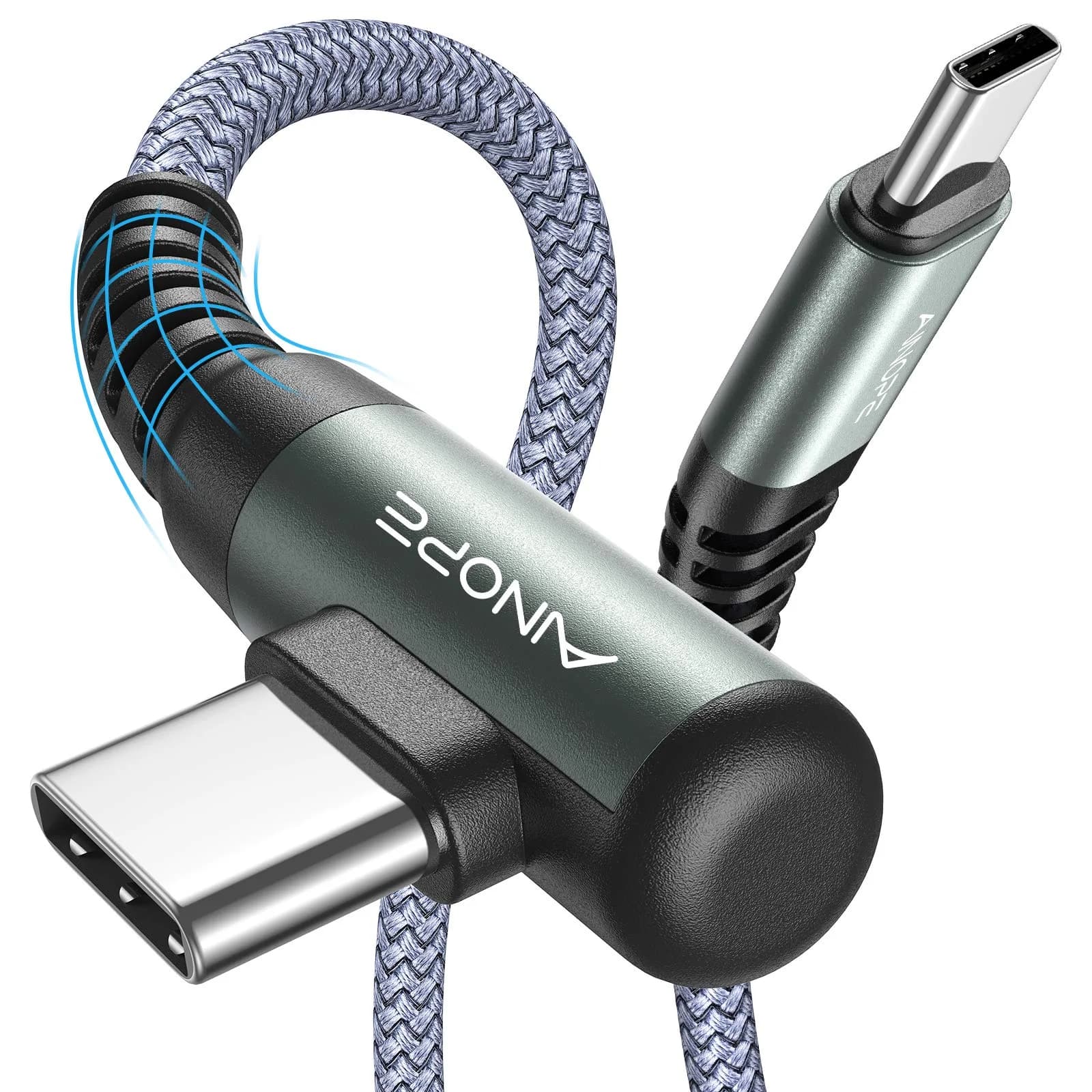 AINOPE Grey USB C to USB C Cable 4-Pack: 3.3ft, 3.3ft, 6.6ft, 10ft | 60W Fast Charging & Data - main product image