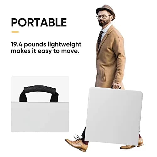 ZENY 4ft Portable Folding Table White | Indoor Outdoor Picnic Party Camp Dining thumbnail 4