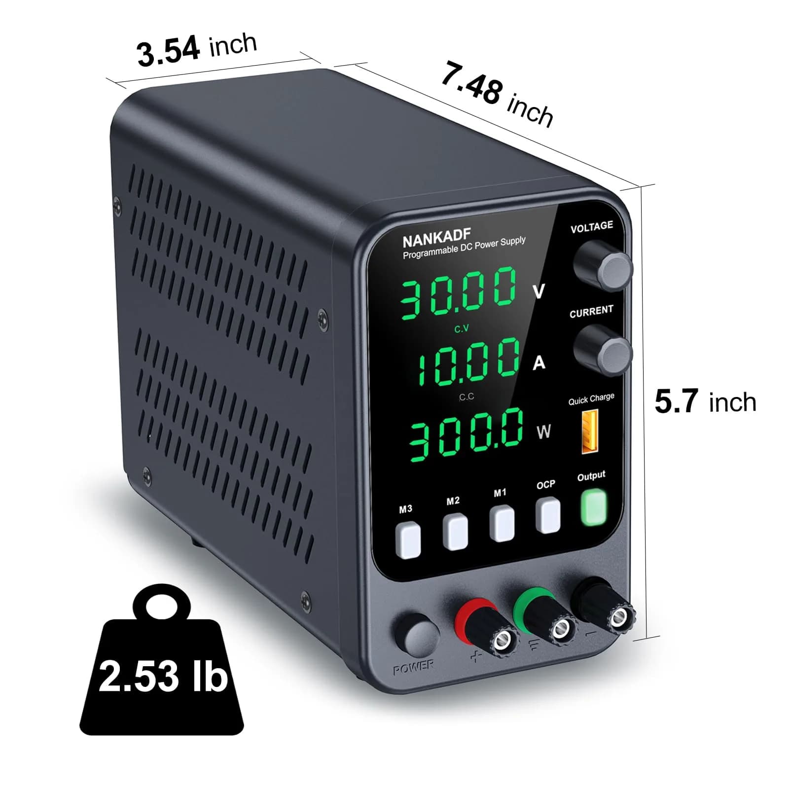 NANKADF 30V 10A DC Power Supply with USB Quick-Charge | Precision Encoder Knob & Memory Presets - view 6