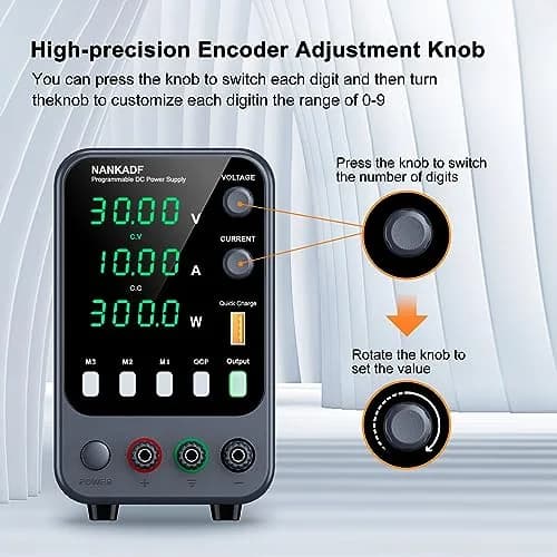 NANKADF 30V 10A DC Power Supply with USB Quick-Charge | Precision Encoder Knob & Memory Presets thumbnail 2