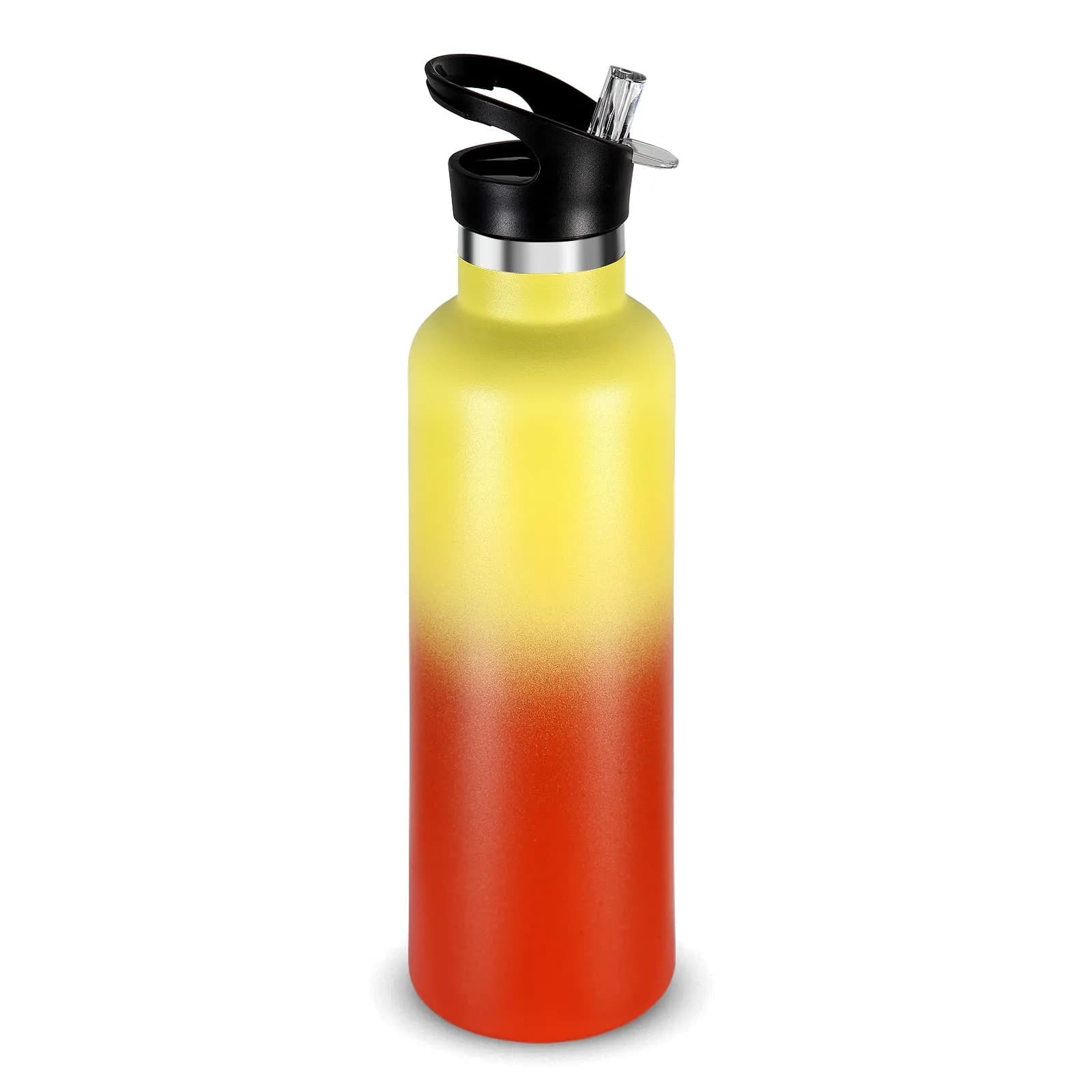Neihepal White Stainless Steel Water Bottle 24oz | Double Wall Vacuum Insulated Travel Flask — Yellow Orange