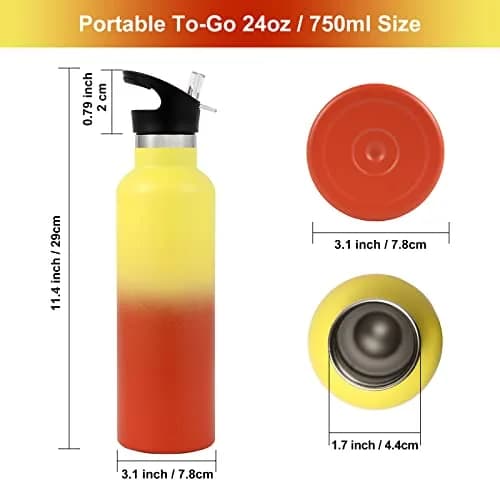Neihepal Gradient Color Stainless Steel Water Bottle 24oz | Double Wall Vacuum Insulated for Hot & Cold (120 chars) thumbnail 6