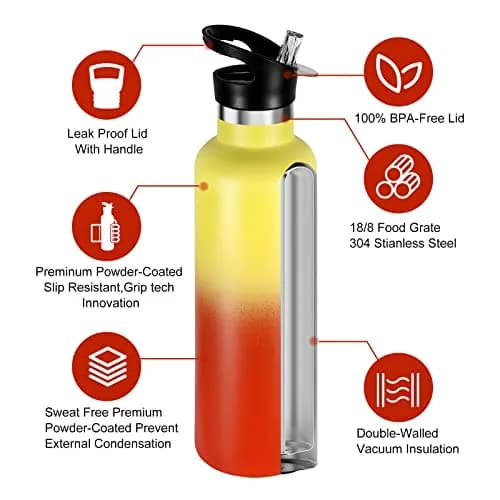Neihepal Gradient Color Stainless Steel Water Bottle 24oz | Double Wall Vacuum Insulated for Hot & Cold (120 chars) thumbnail 3