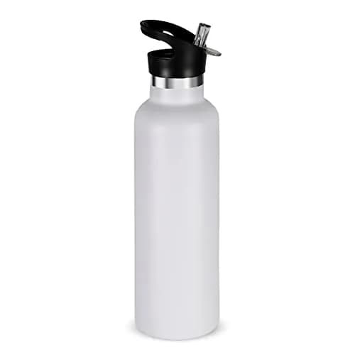 Neihepal White Stainless Steel Water Bottle 24oz | Double Wall Vacuum Insulated Travel Flask thumbnail 1