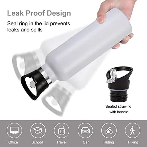 Neihepal White Stainless Steel Water Bottle 24oz | Double Wall Vacuum Insulated Travel Flask thumbnail 5