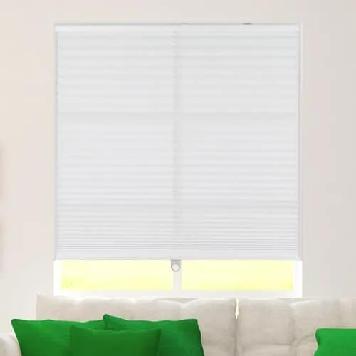 Calyx Interiors Pleated Fabric Window Shades, 40" W x 60" H, White | Cordless Light Filtering Window Shade thumbnail 1