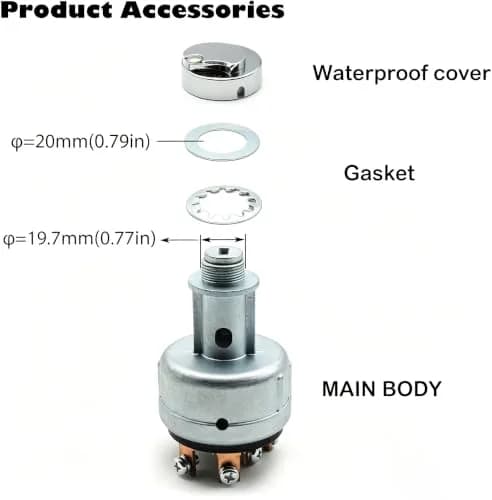 HiSport Ignition Starter Key Switch 12V (4-Pin, Screw Terminal) | Replaces Komatsu 22B-06-11910 thumbnail 4