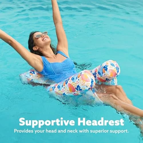 Sloosh Inflatable Pool Lounge Chairs 2-Pack Tropical Flowers | Adjustable Hammock Float for Adults thumbnail 6