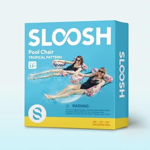 Sloosh Inflatable Pool Lounge Chairs 2-Pack Tropical Flowers | Adjustable Hammock Float for Adults thumbnail 8