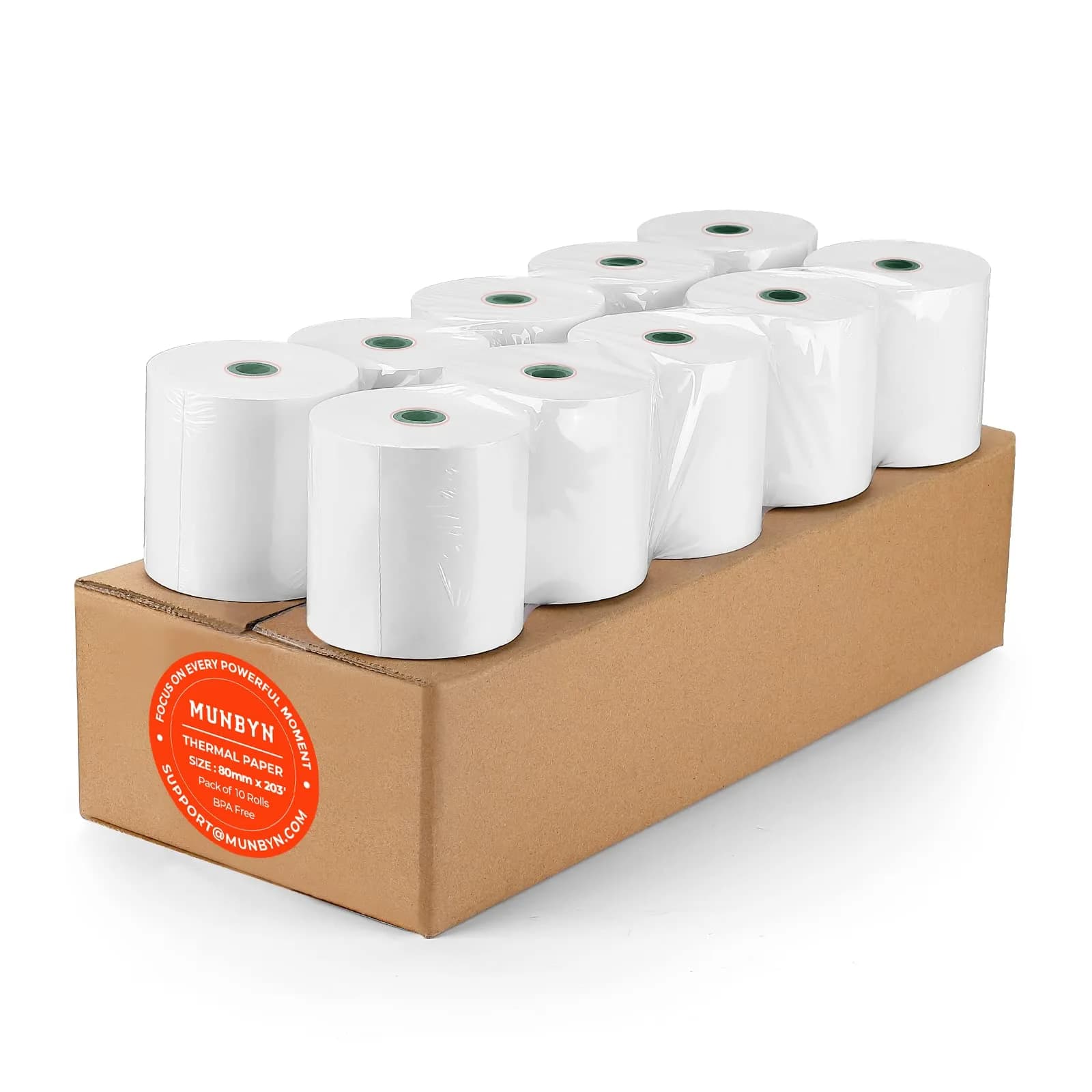 MUNBYN Thermal Receipt Paper 3 1/8" x 230ft (80mm x 70.1m) | BPA Free, 10 Rolls for POS Printers - main product image