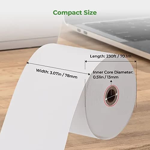 MUNBYN Thermal Receipt Paper 3 1/8" x 230ft (80mm x 70.1m) | BPA Free, 10 Rolls for POS Printers thumbnail 2