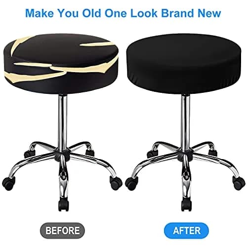 HFATMOS Black Round Stool Covers 2 Pcs | Elastic Circle Seat Slipcovers for 12-15 inch Stools thumbnail 5
