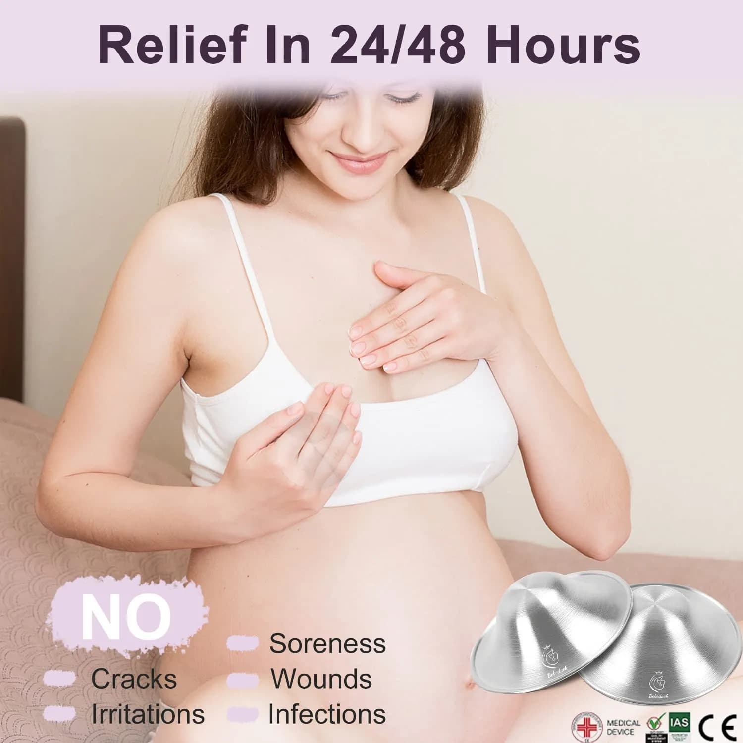 Boboduck 925 Sterling Silver Nipple Shields for Nursing Newborn (Standard Size) | Soothe Sore Nipples with Pure Silver - view 4