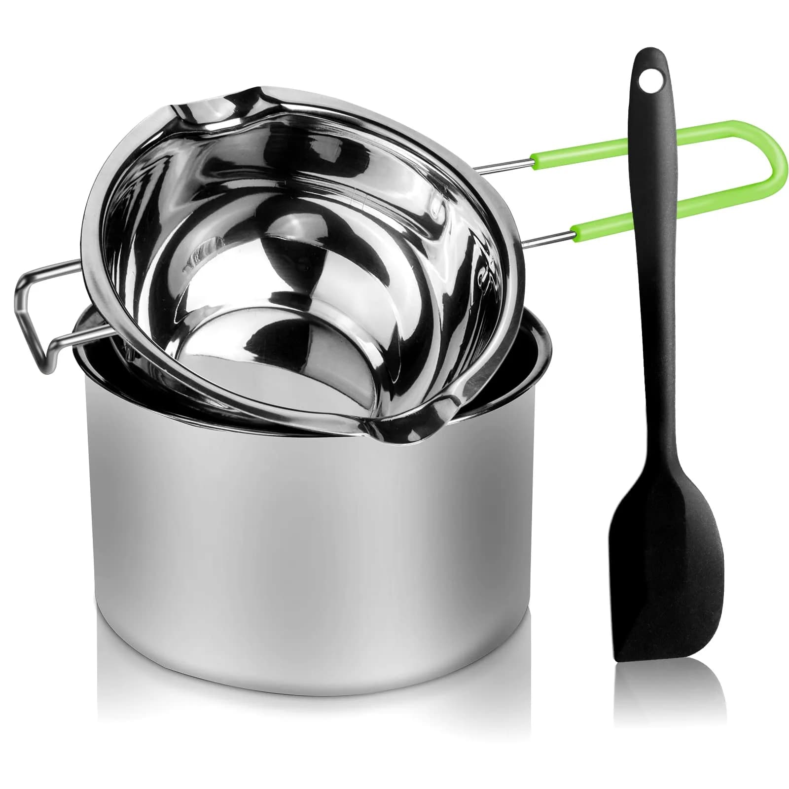 SONGZIMING Double Boiler Pot Set 600ml & 1600ml with Silicone Spatula | Induction Compatible Melting Pot