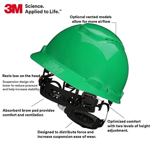 3M SecureFit H-704SFV-UV Vented Hard Hat, Green, 50-64 cm (6-1/4 to 8) | ANSI Z89.1 Type 1 Class C thumbnail 2