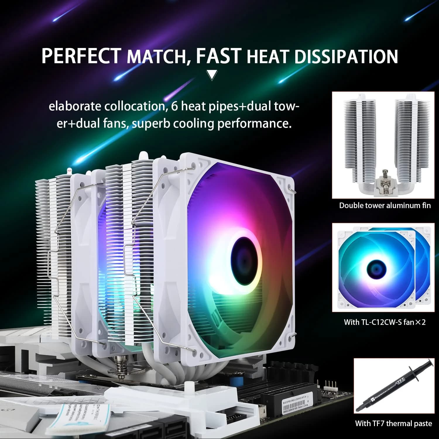 Thermalright Peerless Assassin 120 SE ARGB White CPU Air Cooler - LGA1700, AM5 - view 3