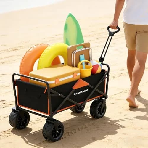 EchoSmile Utility Cart Wagon 35.4"x21.6"x19.6" | Heavy Duty 350Lbs Capacity, Foldable & Waterproof thumbnail 7