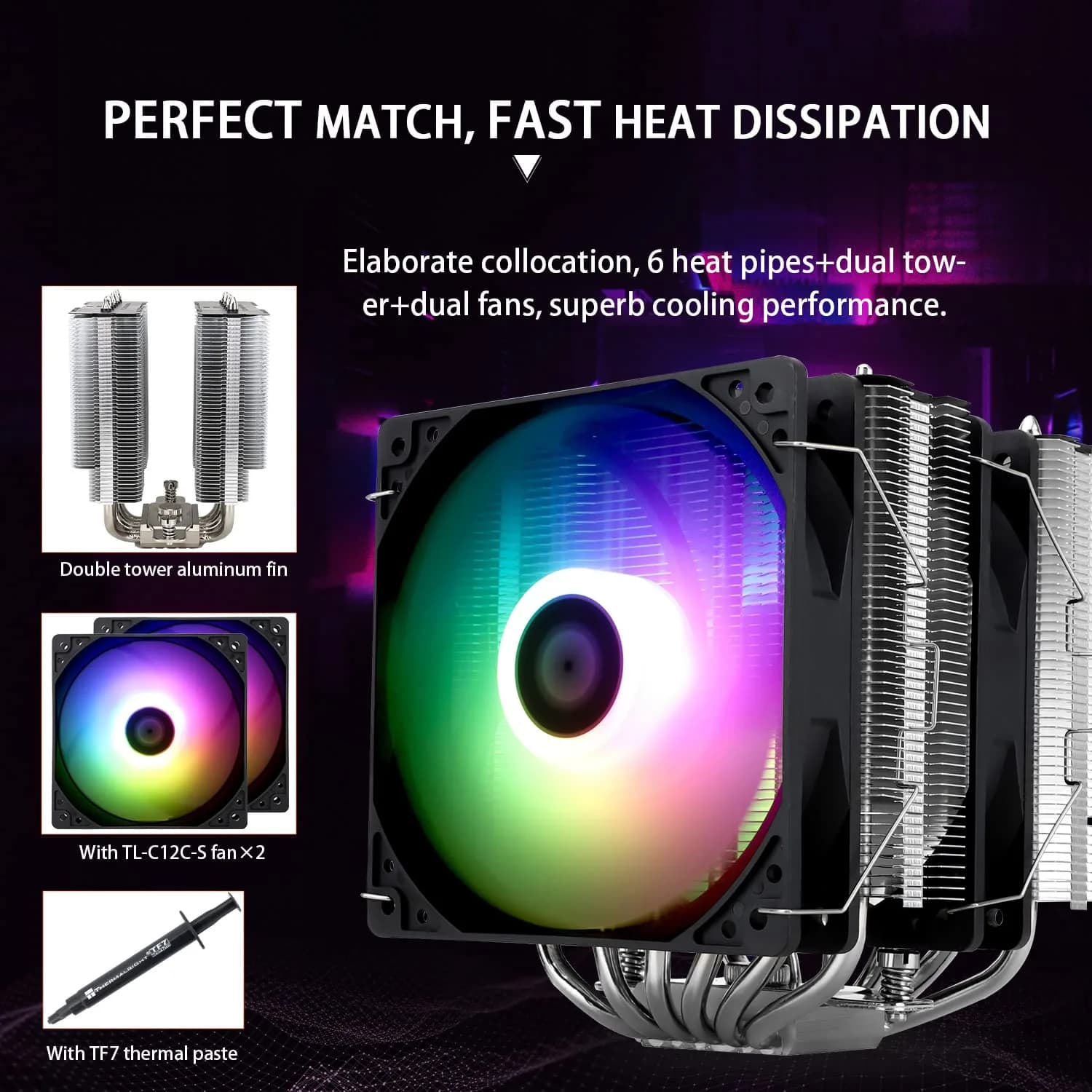 Thermalright PA120 SE ARGB CPU Air Cooler with Dual TL-C12C-S PWM Fans - view 3