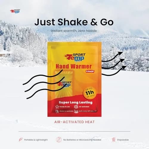 Sport Temp Hand Warmers (45 Pairs / 90 Count) — Up to 11 Hours Heat | Air Activated, Odorless, TSA Compliant thumbnail 5