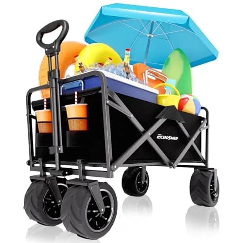 EchoSmile Heavy Duty Foldable Utility Cart 350Lbs | Waterproof Metal Frame, All-Terrain Wheels thumbnail 1