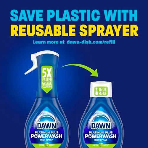 Dawn Platinum Powerwash Dish Spray Apple Scent Refill 96 fl oz (2.84 L) | 5X Faster Grease Cleaning thumbnail 6