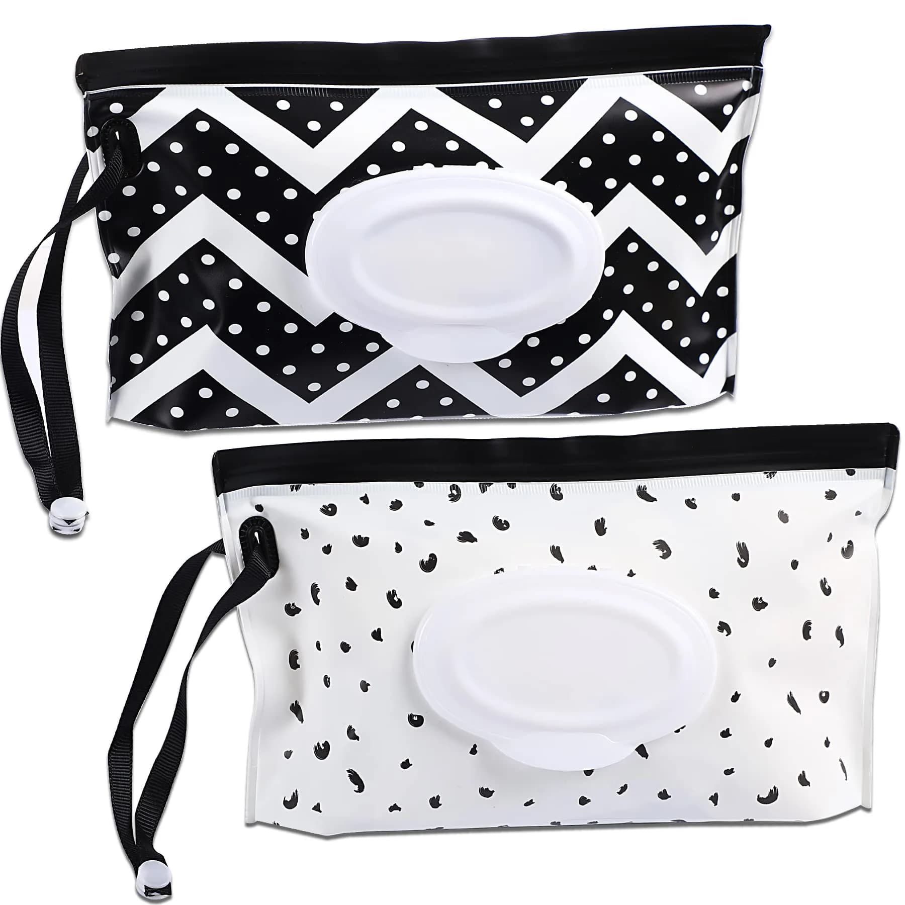 FEBSNOW Baby Wipe Dispenser 2 Pack | Portable Wet Wipe Holder Container for Diaper Bags — Multicolor G