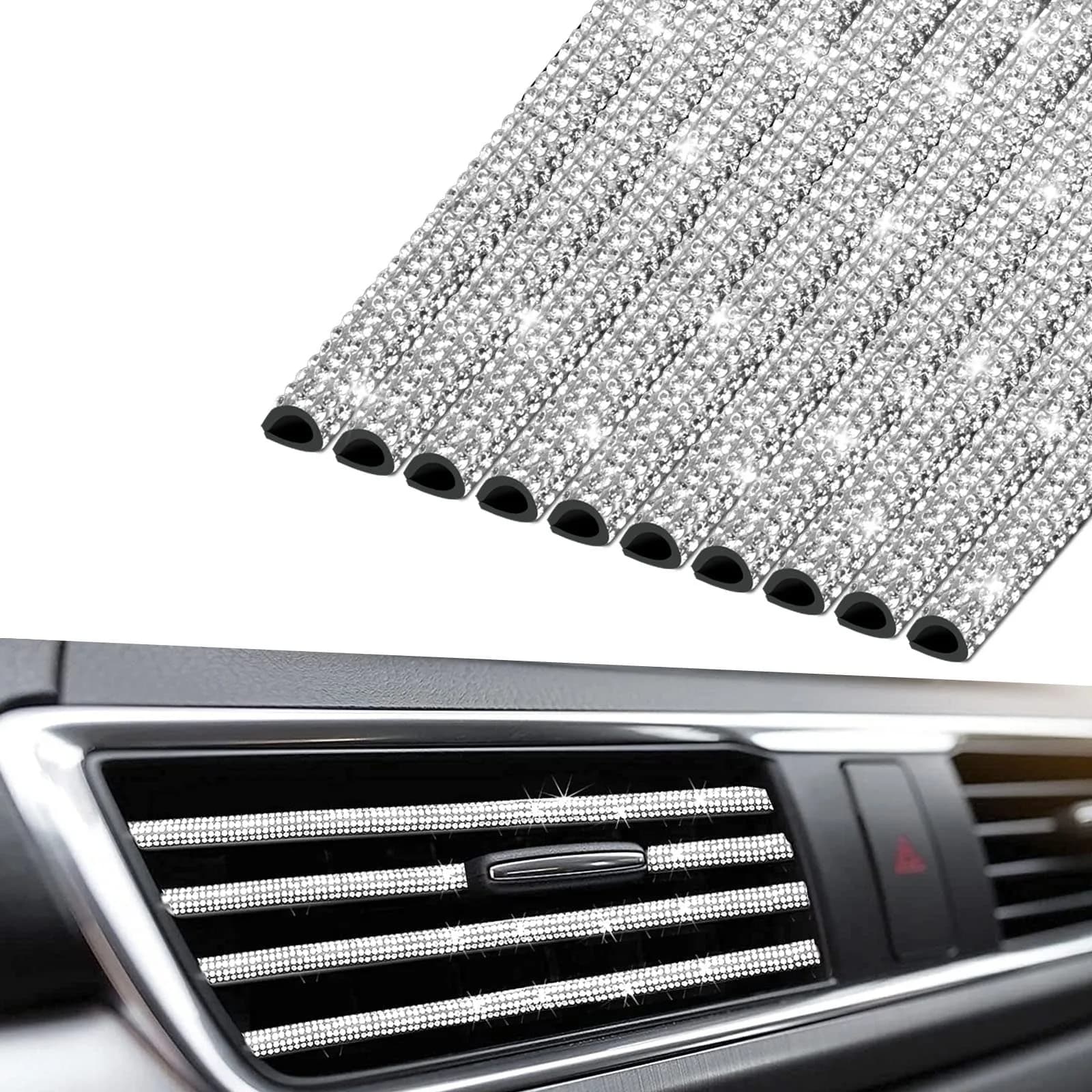 INSAUTO Bling Car Vent Outlet Trim 10-Pack | Sparkly Rhinestone Interior Decoration for Women - main product image