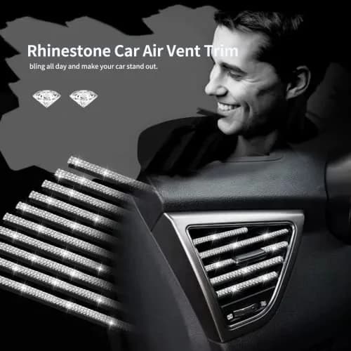 INSAUTO Bling Car Vent Outlet Trim 10-Pack | Sparkly Rhinestone Interior Decoration for Women thumbnail 7