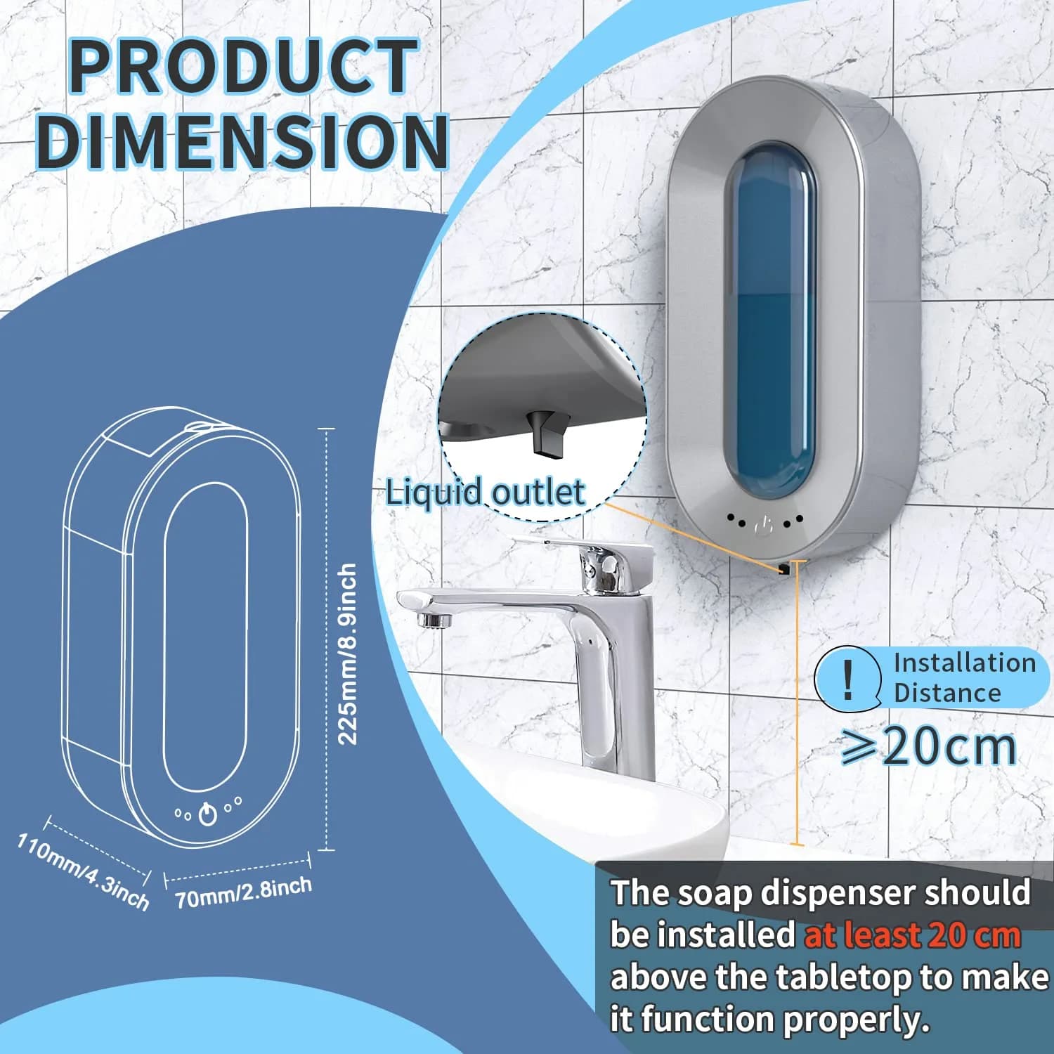 Haiaoxonr Automatic Soap Dispenser 700ml | Touchless Wall Mount for Bathroom & Kitchen - view 3
