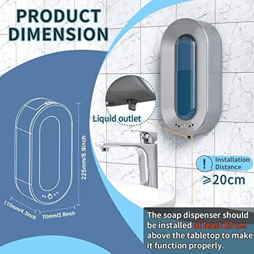 Haiaoxonr Automatic Soap Dispenser 700ml | Touchless Wall Mount for Bathroom & Kitchen thumbnail 3
