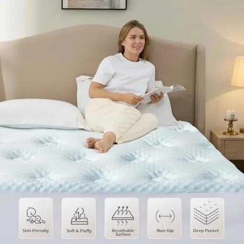 Hansleep Queen Mattress Topper 135cm x 190cm (53" x 75") | Gel Memory Foam & Bamboo Viscose for Back Pain Relief thumbnail 8