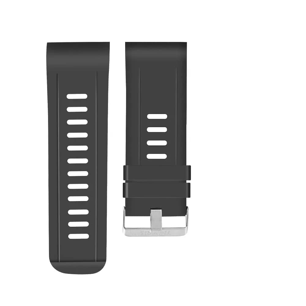 Rainbuvvy Silicone Watch Band for DM100 LEMFO 2.86" Screen, 32mm Width | Black Sports Band with Tang Buckle — 32CM